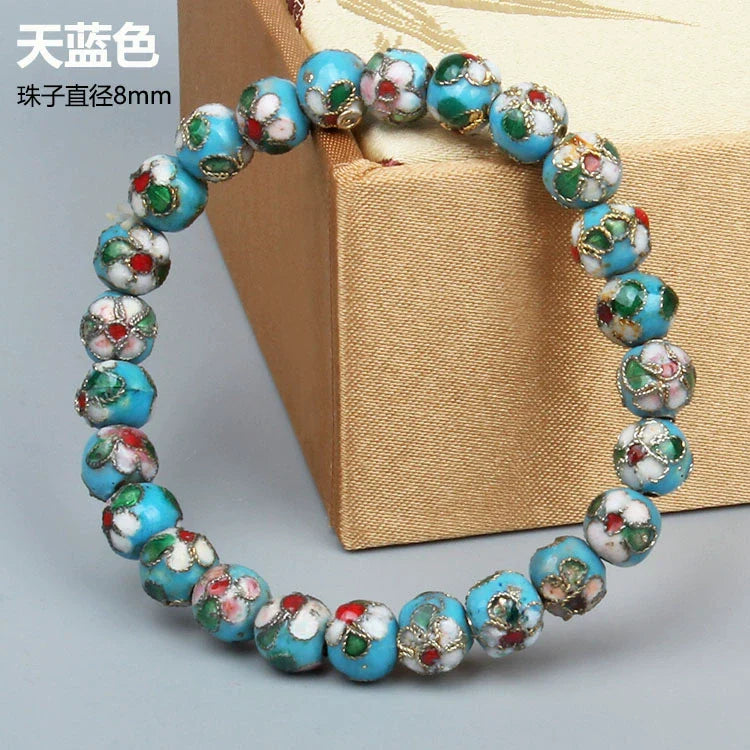 Azuri Enamel Filigree Bracelet - Sky Blue 0.8cm (25 beads)