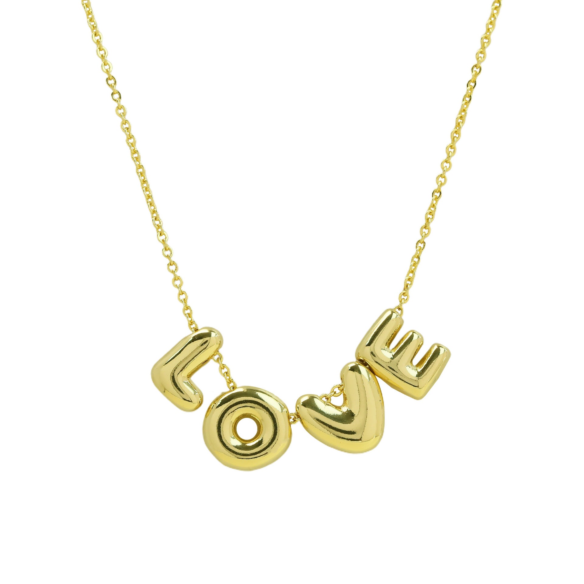 Aubry Dainty Letter Necklace - LOVE Pendant [43D28SHM]