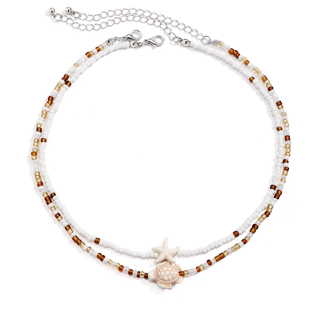 Christiana Layered Ocean Necklace Set - Starfish Turtle