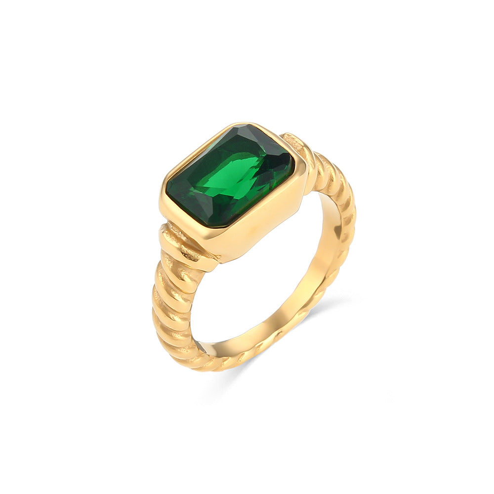 Alycia Croissant Zircon Ring - Green [G1SWJNMT]