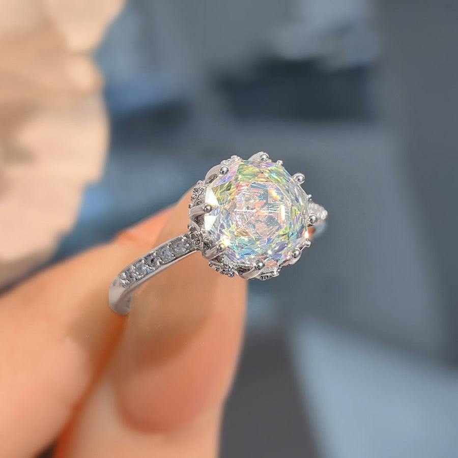 Lainee Octagonal Gemstone Jewelry Set - Colorful Diamond Ring (Adjustable) [KU6LH6T9]