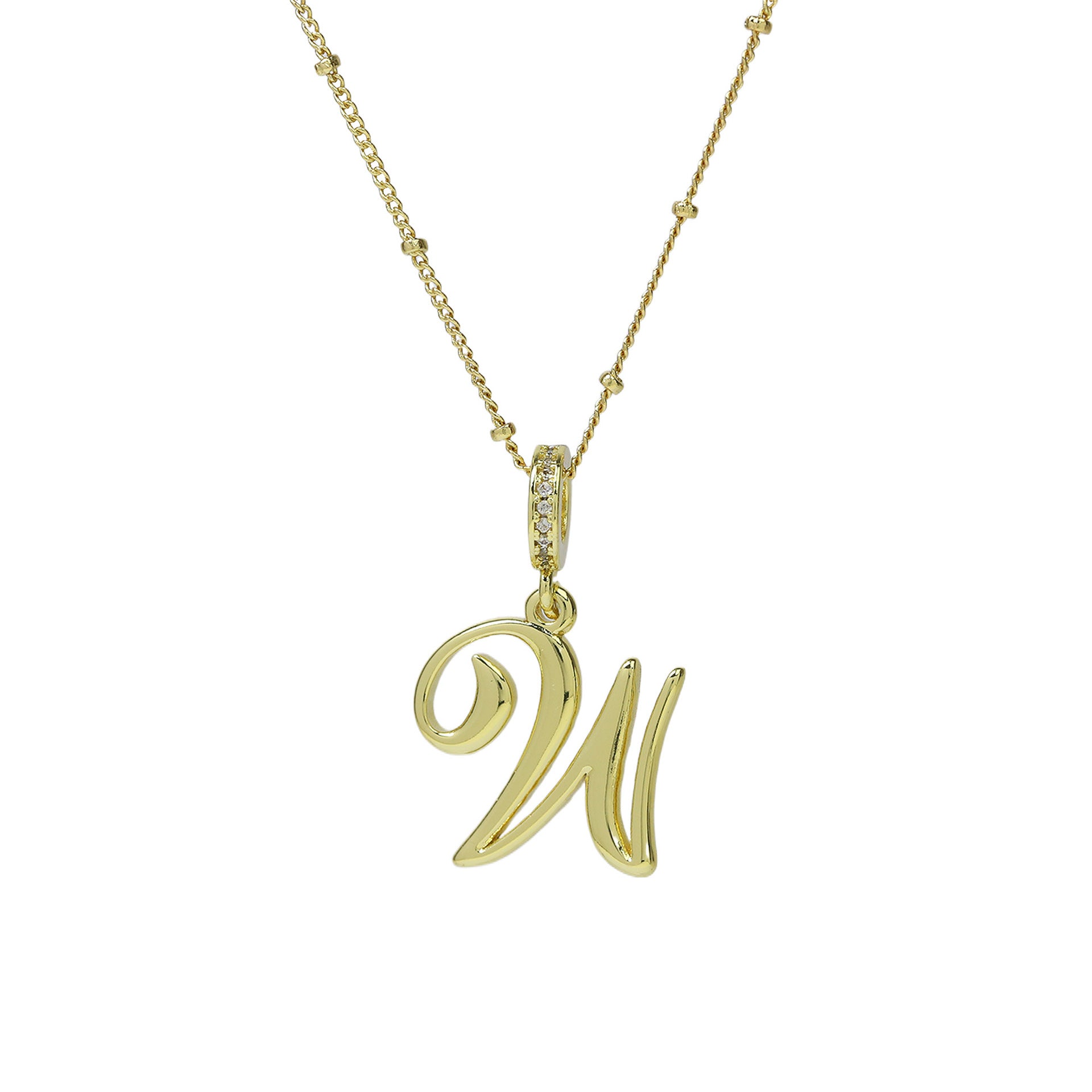 Frida Gold Cursive Initial Necklace - Gold W [H3ZSH5CP]