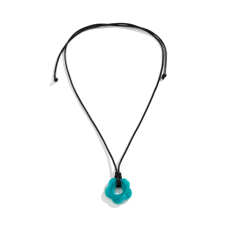 Kristine Bloom Pendant Necklace - Turquoise Blue