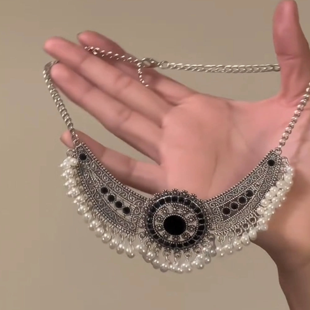 Allyanna Pearl Tassel Set - Chinoiserie Style Necklace [8L01W8C5]