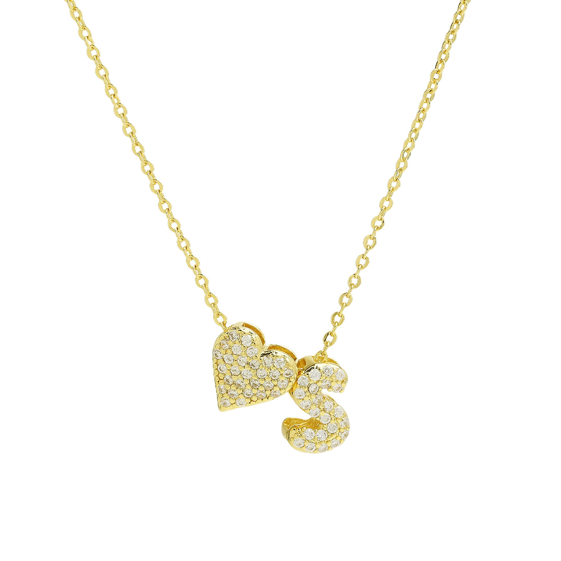 Riley Zircon Bubble Initial Necklace - S Initial [WC2OXF95]