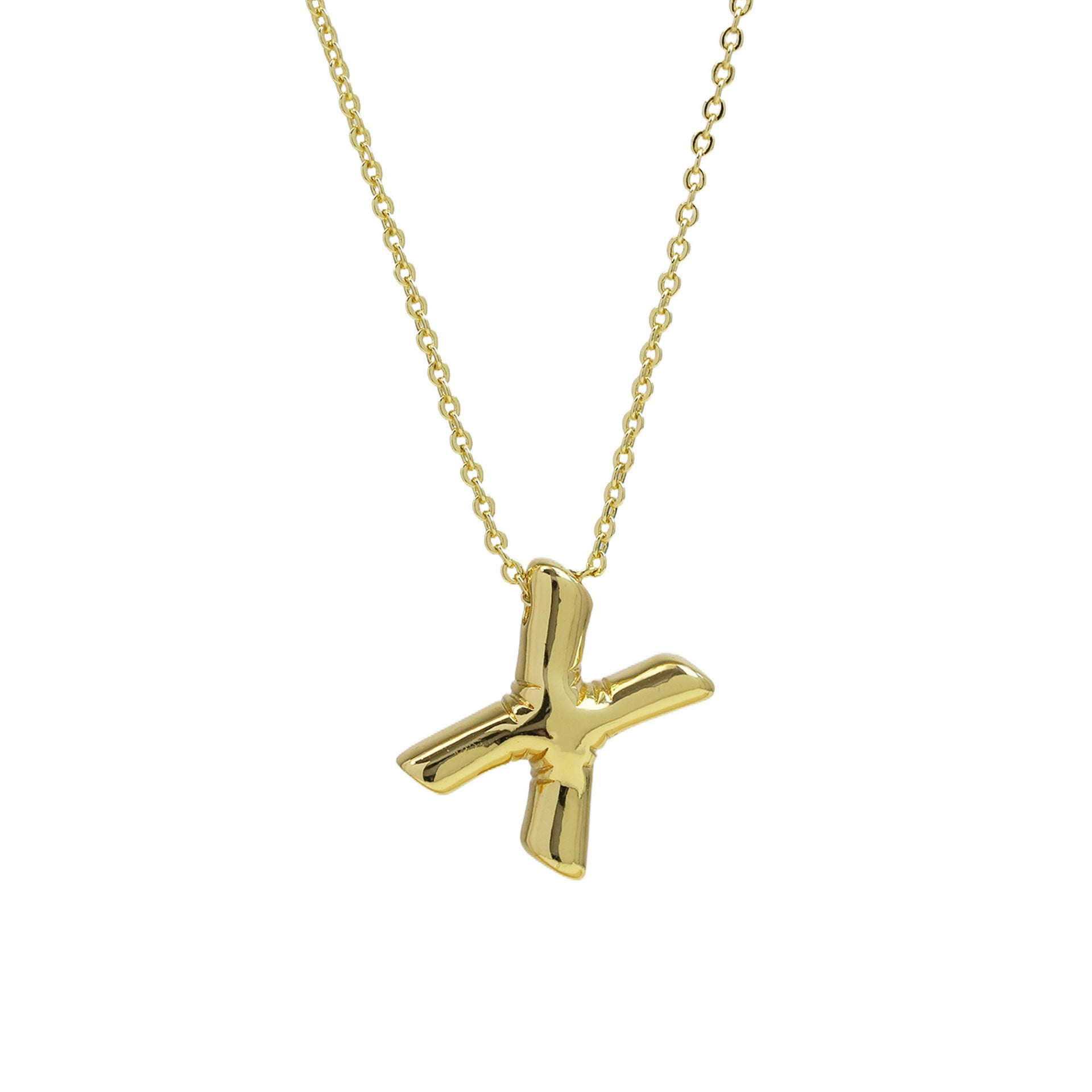Saffron Puffy Initial Necklace - Letter X [KDLH9QQM]