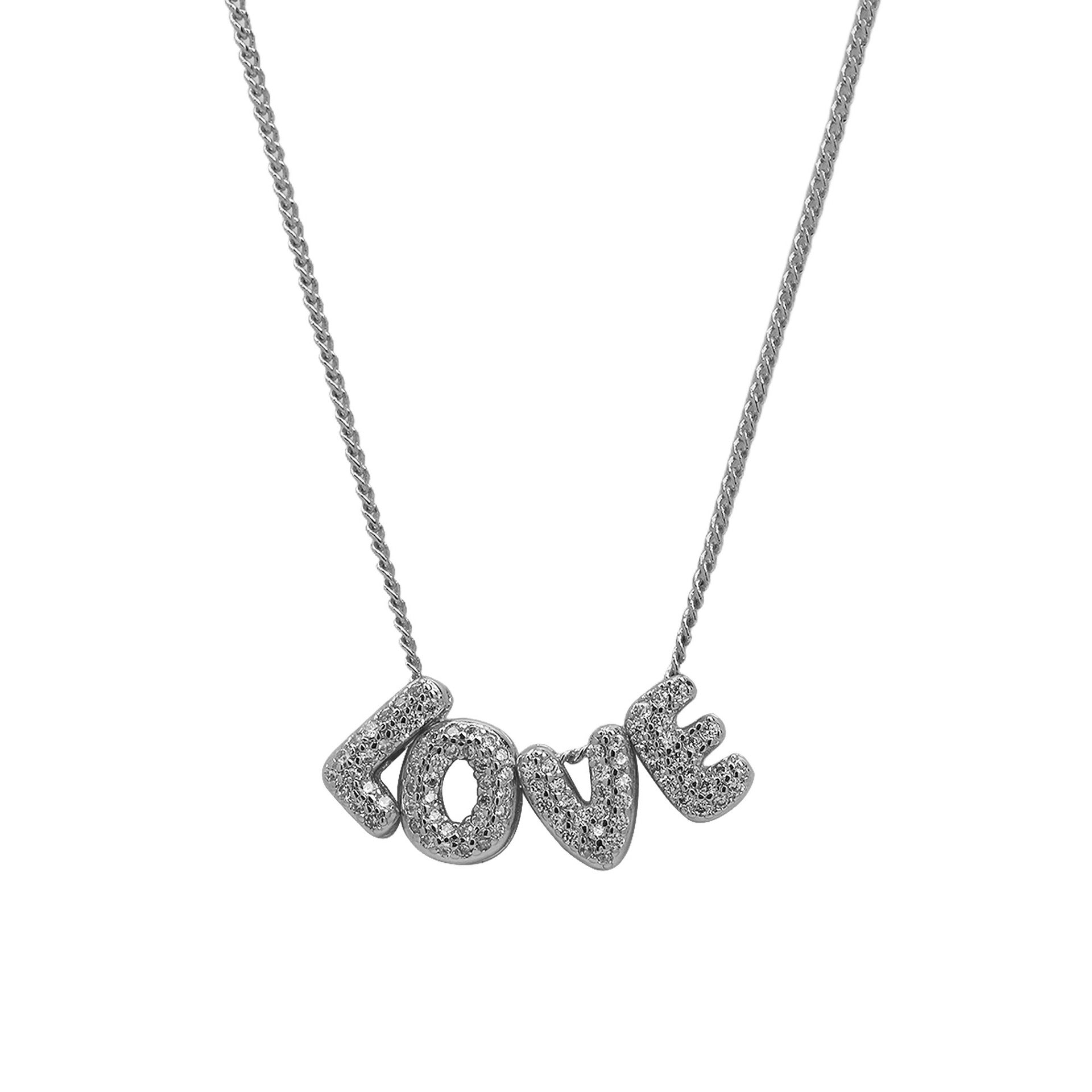 Beautiful Zircon Letter Necklace - Love Silver [5T476BYY]