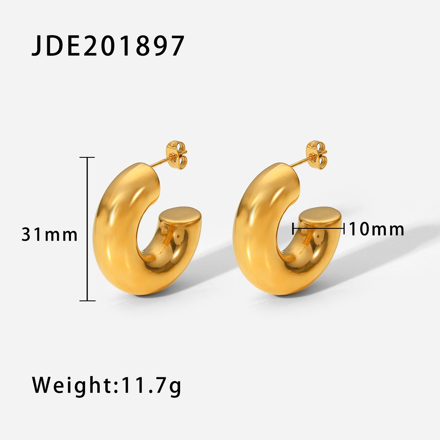 Leeanna Chunky Gold Hoop Earrings - Gold Tone [C87ONK2G]
