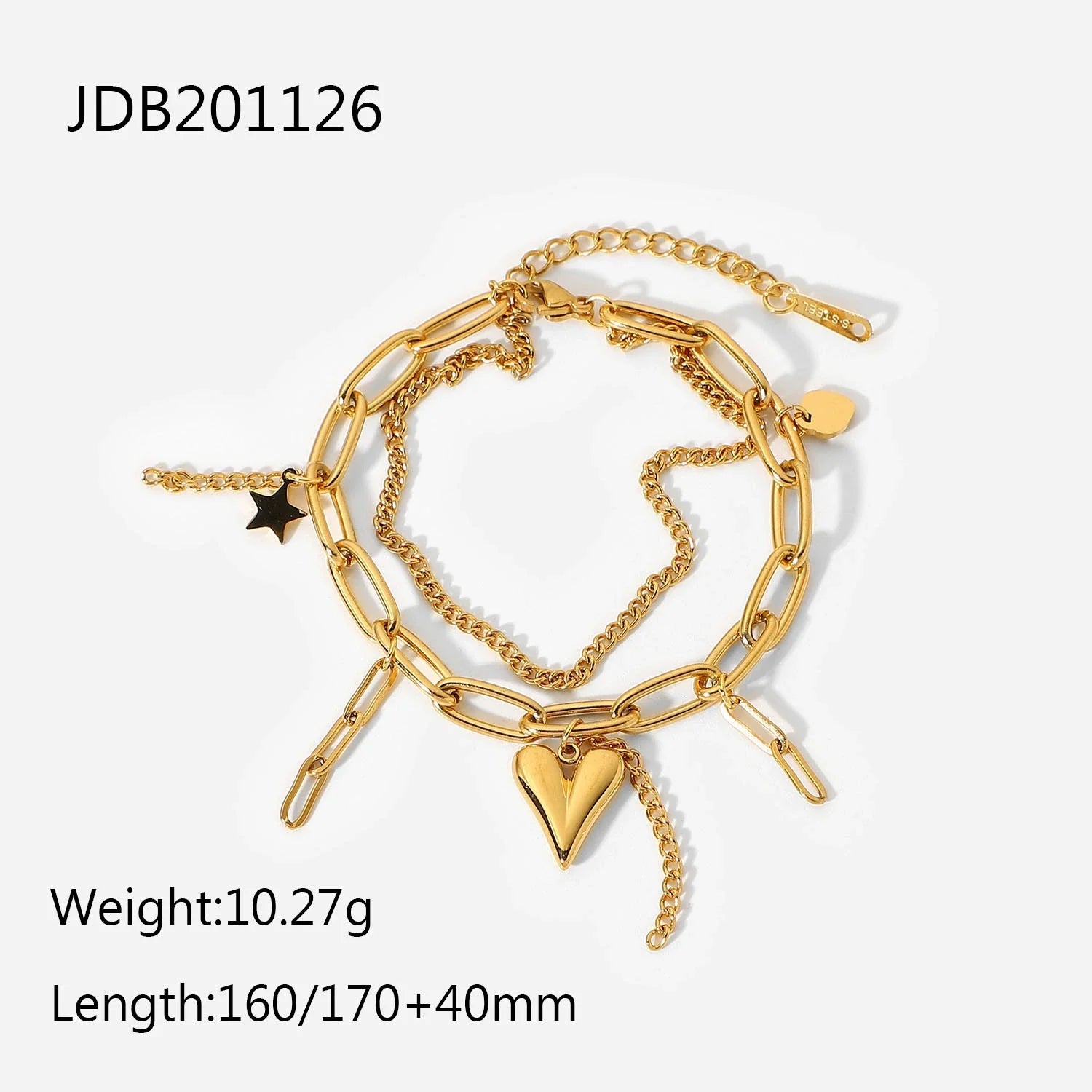Maliyah Heart Star Double-Layer Bracelet - JDB201126