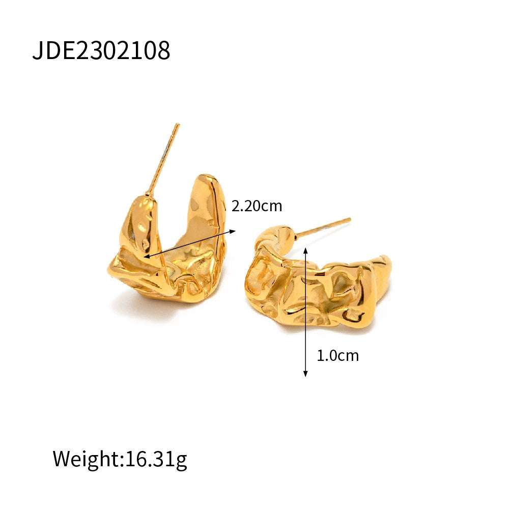 Priscila Sculptural Gold Earrings - JDE2302108 [LYOISG8T]