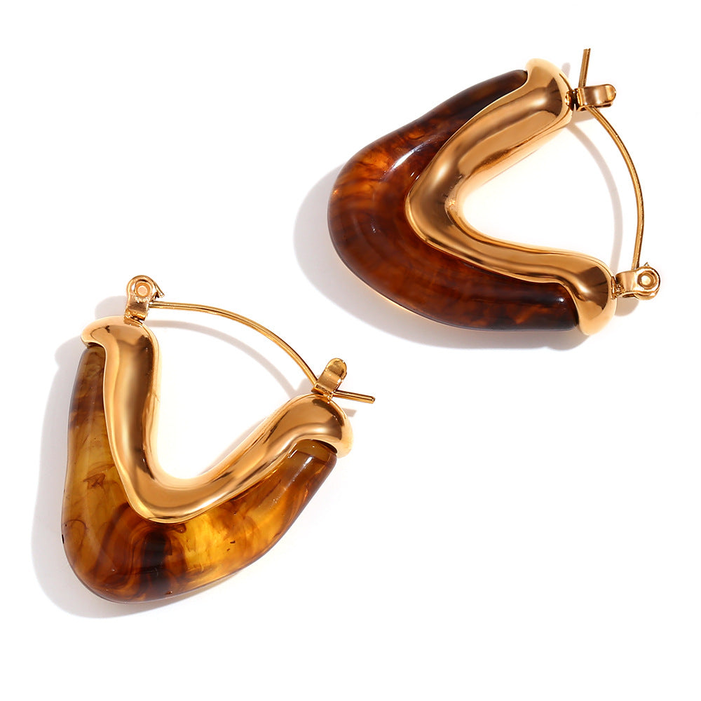 Jaimee Geometric Drop Earrings - Amber Gold Geometric [9MKKXMI4]
