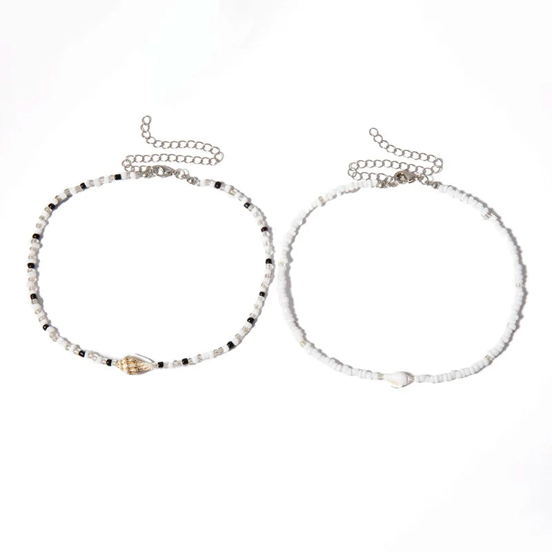 Theresa Layered Conch Necklace Set - Mixed Colors