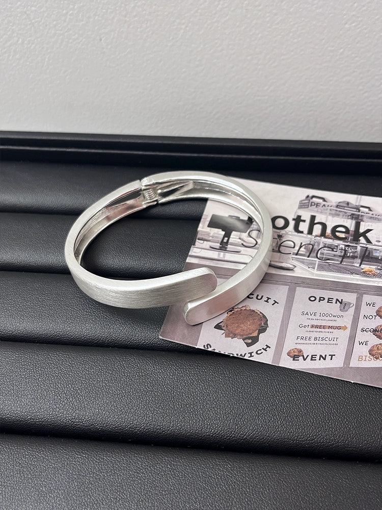 Samara Brushed Open Bangle - Brushed Silver Open Bracelet