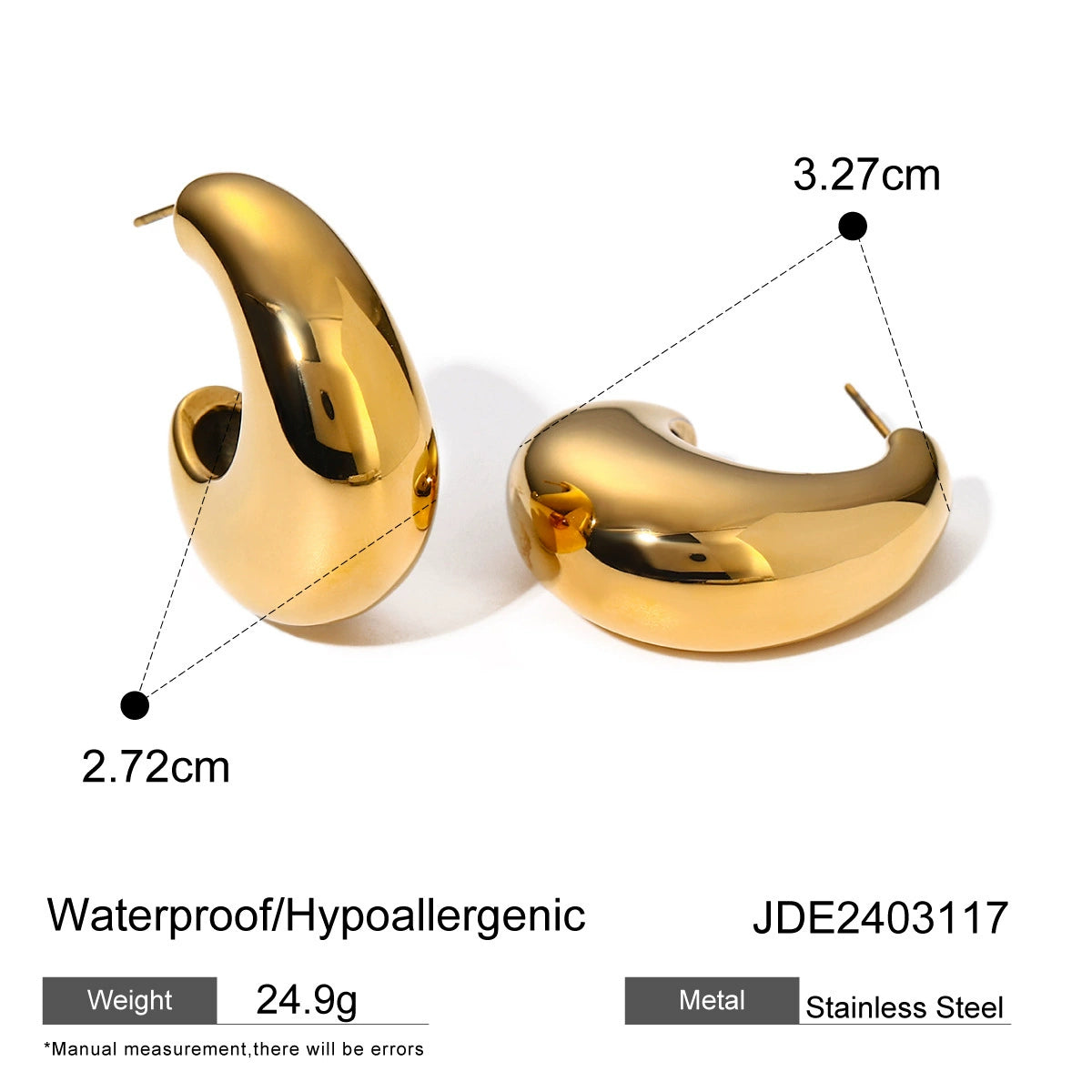 Ainslee Gold Asymmetric Hoop Earrings - JDE2403117 [9CUX63GH]