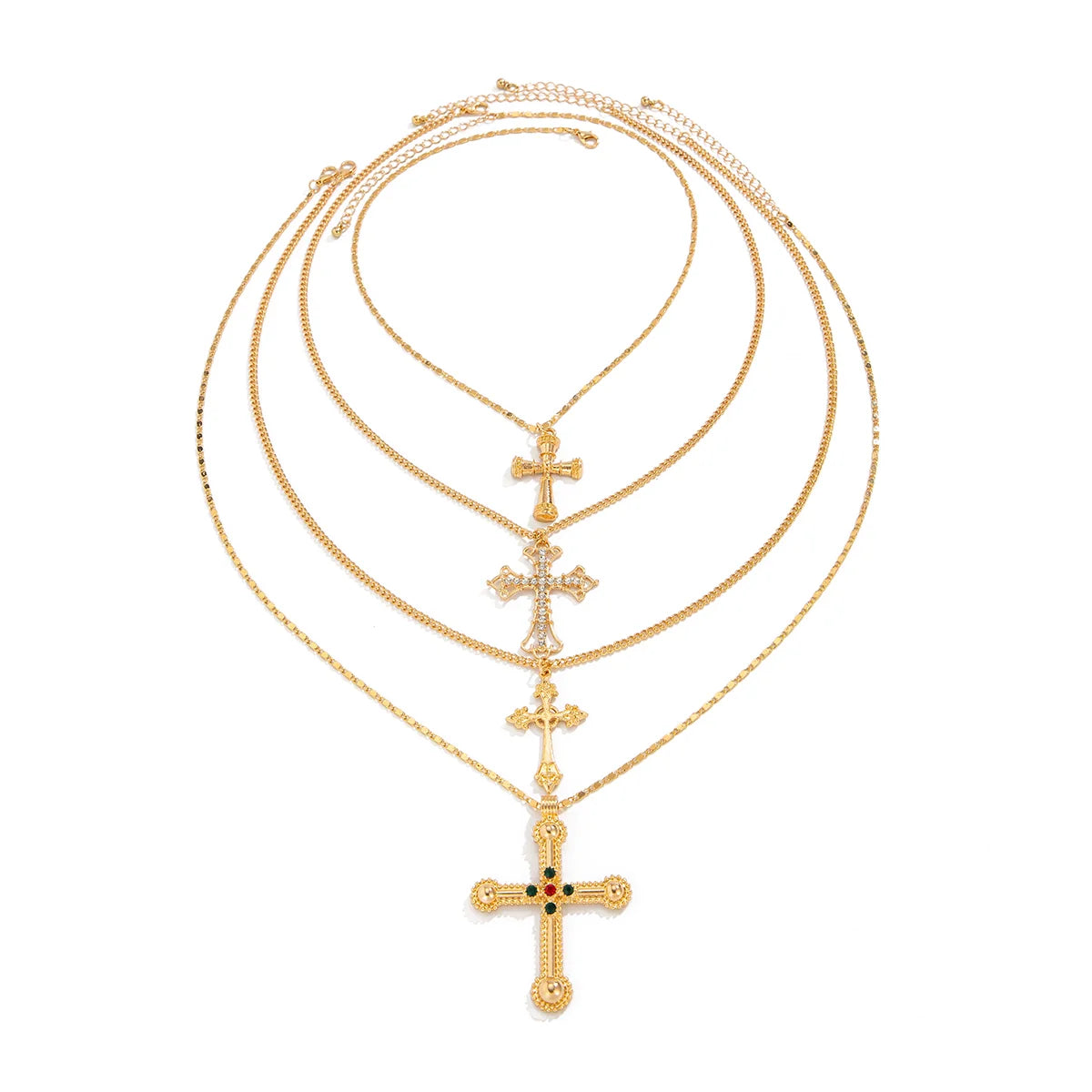 Brynn Layered Cross Necklace Set - Gold
