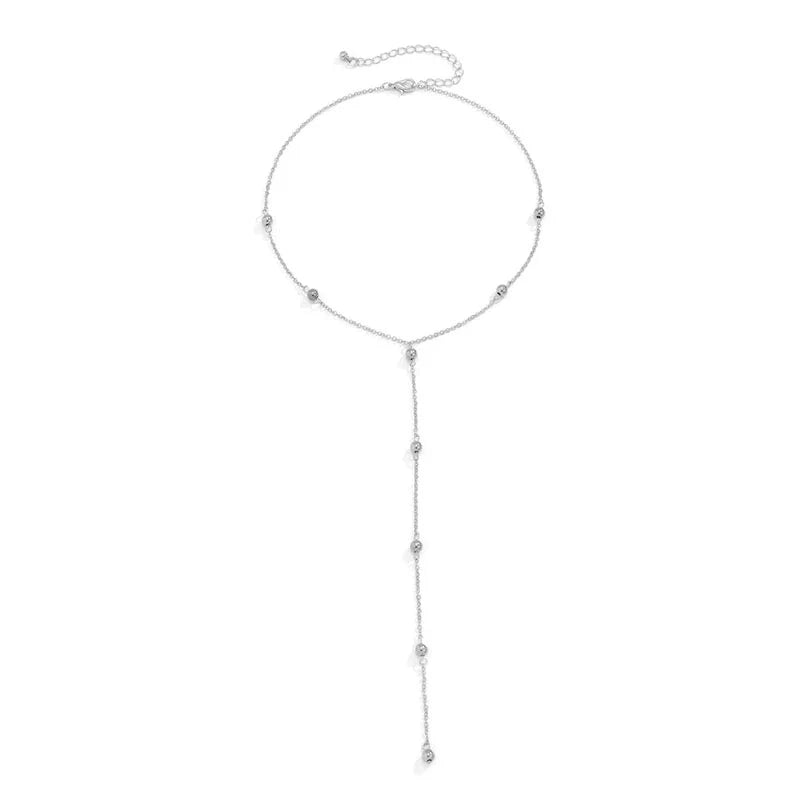 Dorothy Beaded Y-Chain Necklace - Silver