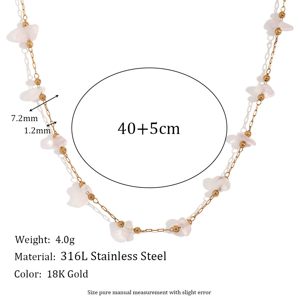Lesley Dainty Stone Chain - Necklace - Gold - Pink Crystal [L21JNREG]
