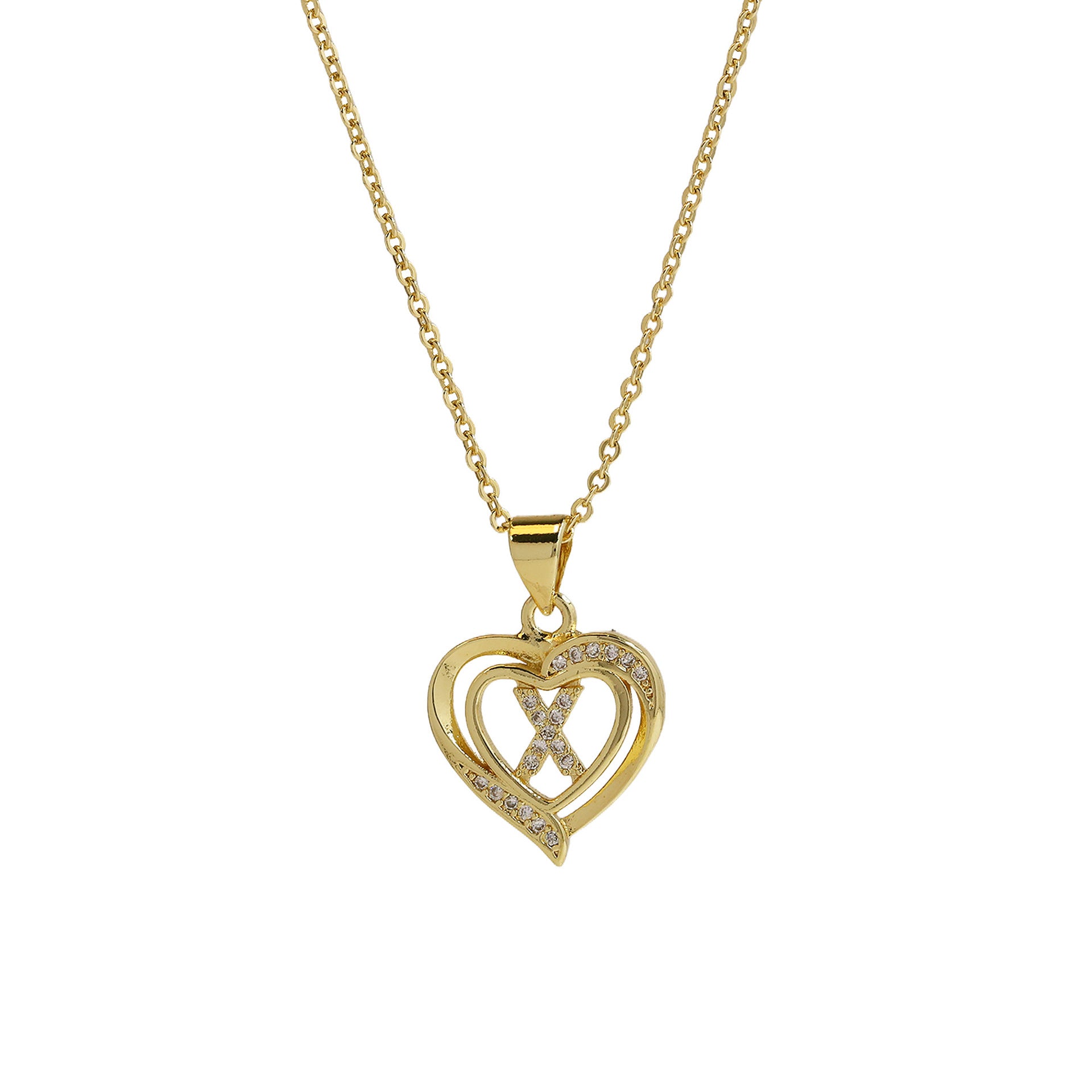 Kamarie Initial Heart Necklace - Necklace X [FYMQA3GD]