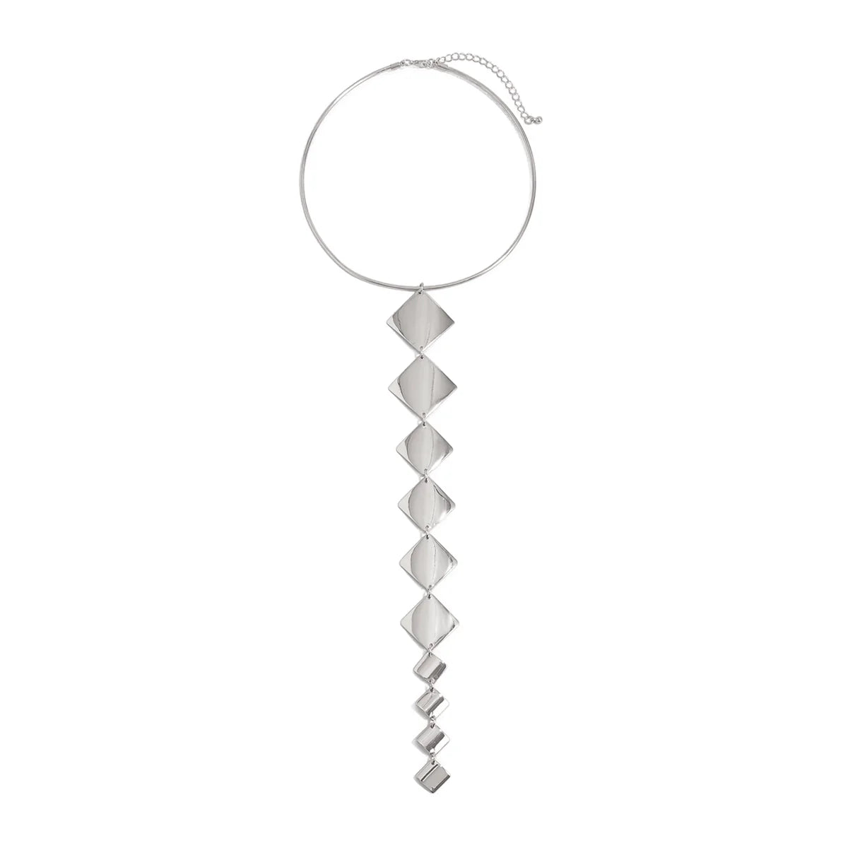 Vayda Geometric Pendant Necklace - Rhombus Silver