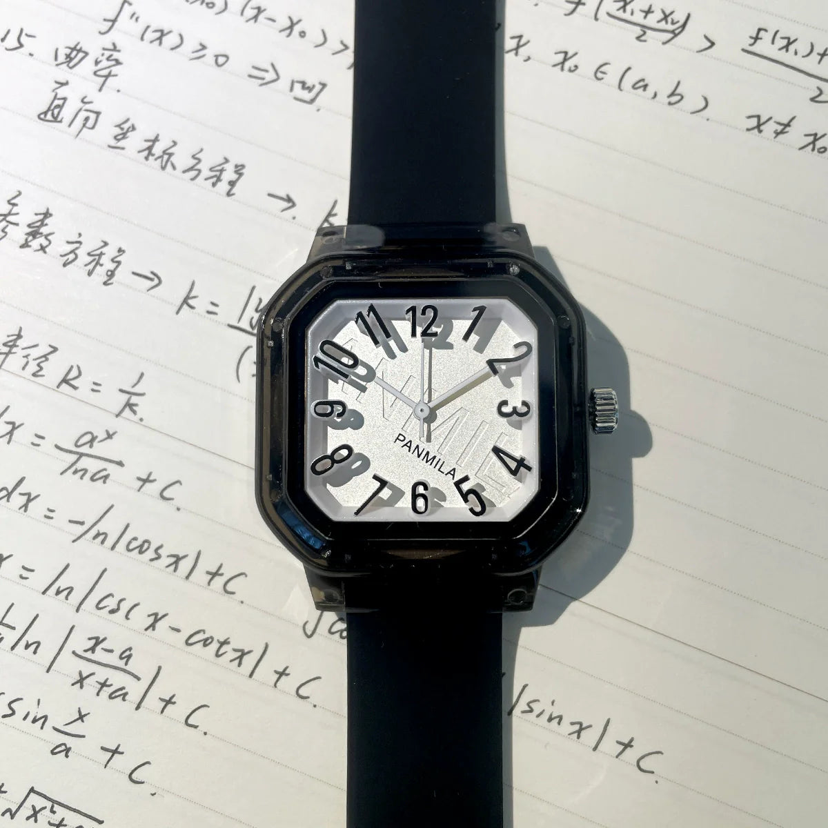 Aitanna Sleek Square Watch - Black Strap White Dial