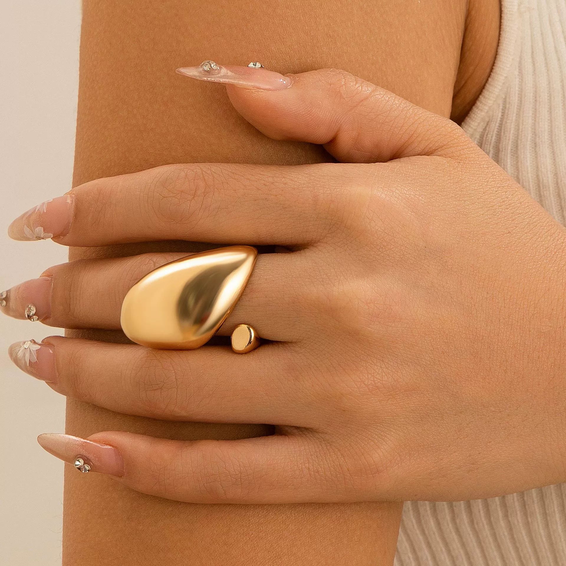 Ailis Liquid Lava Ring Set - Design 03 Light Gold [SCXXXHLD]