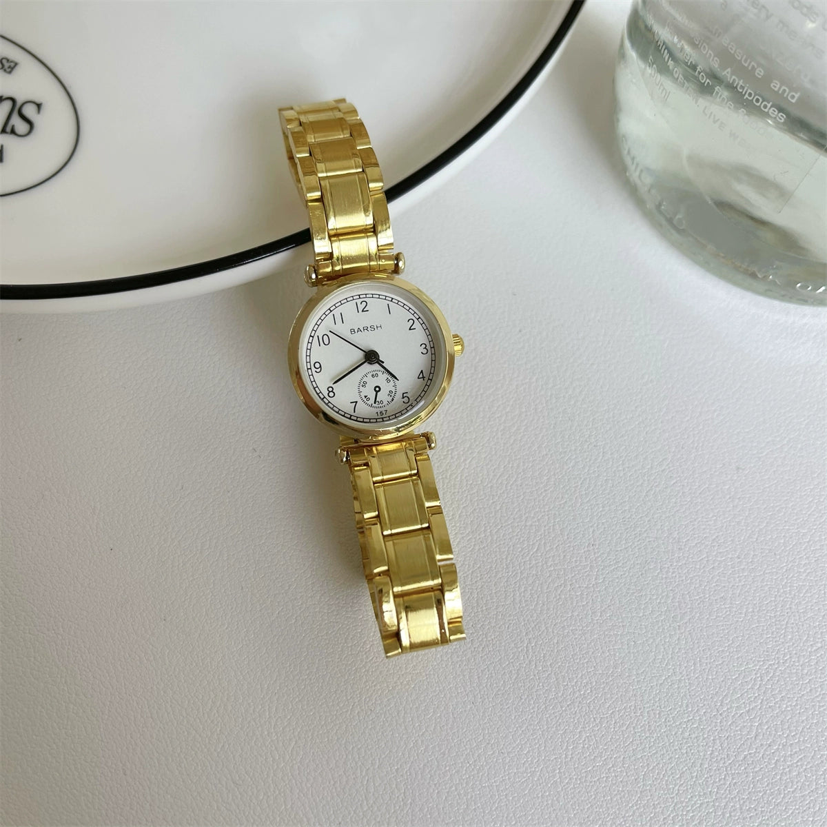 Rome Vintage Gold Watch - Gold Band White Dial (Numeric) [ZUGN9KFY]