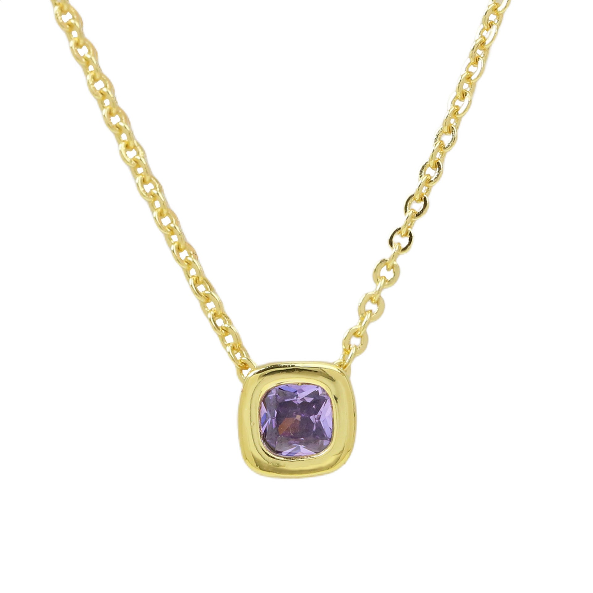 Roslyn Geometric Birthstone Necklace - February Birthstone Necklace [9TUJAVOO]