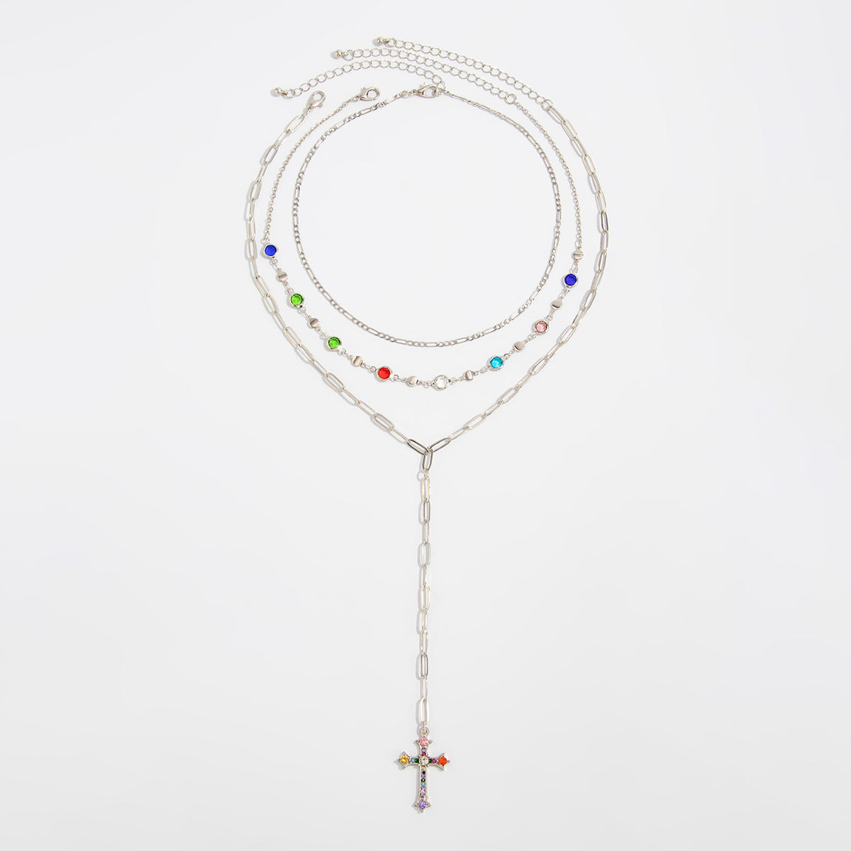 Loryn Rhinestone Cross Necklace - Style 1 Silver [BN9XZVM0]