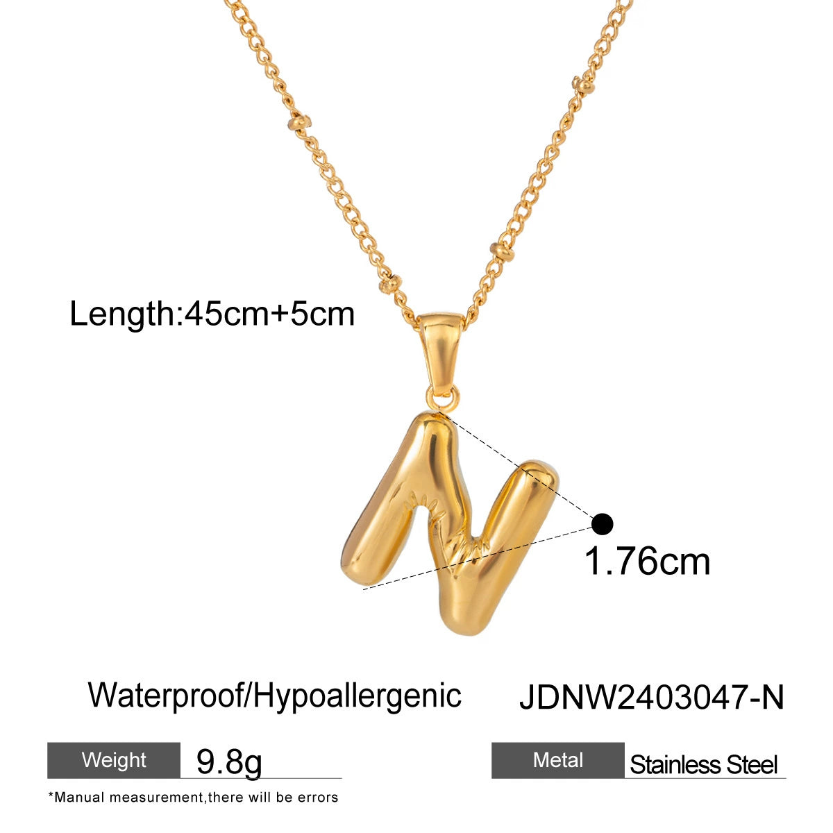 Kadyn Initial Pendant Necklace - Letter N [H5ARJDKJ]