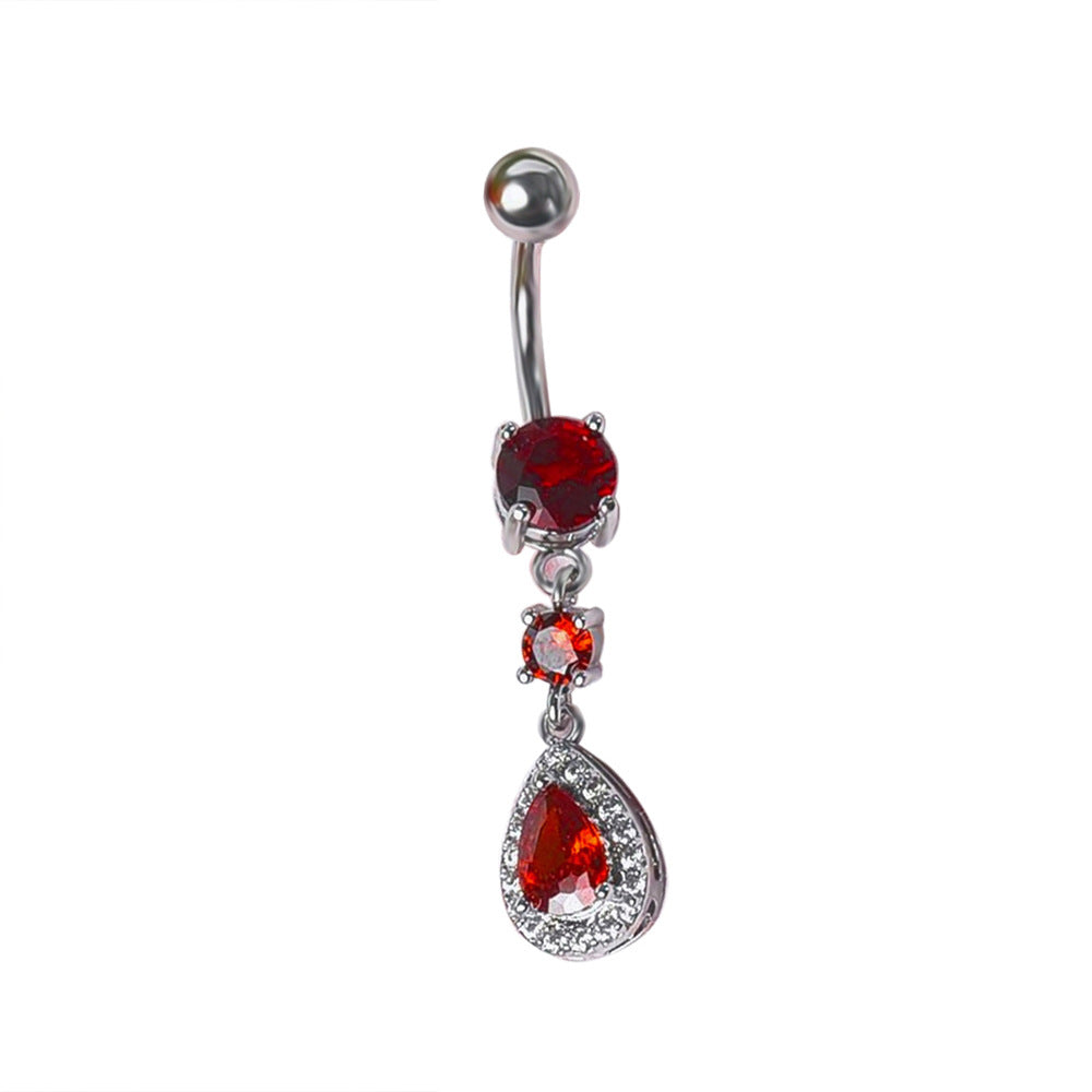 Brie Water Drop Navel Ring - Red (Platinum) [IQDMP758]