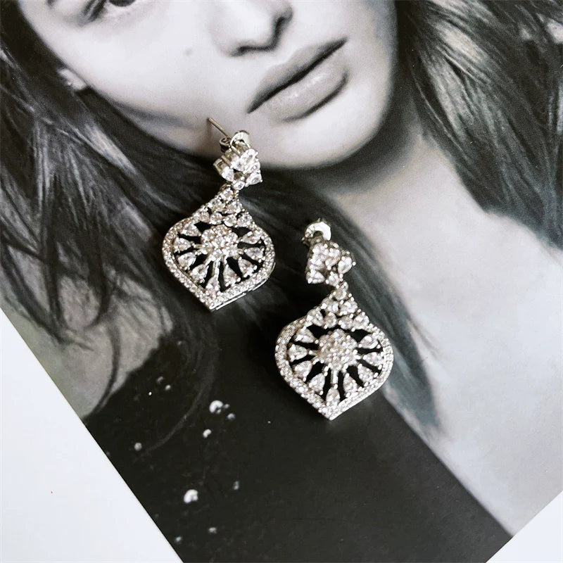 Adalae Retro Zircon Drop Earrings - Style One