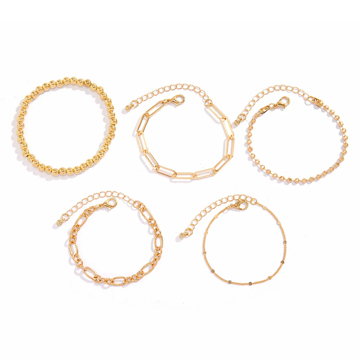 Storm Layered Chain Bracelet Set - Gold
