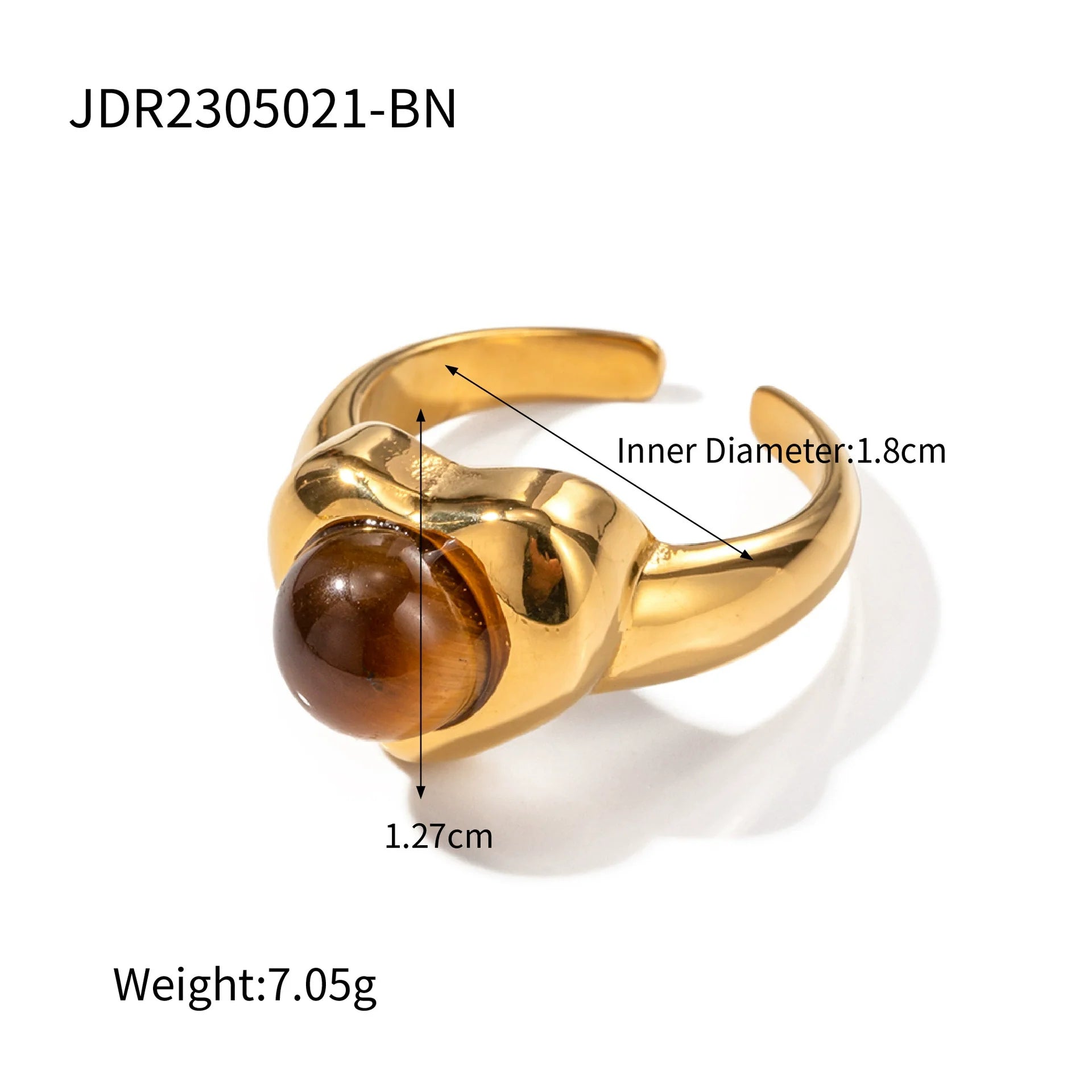 Mattie Tiger Eye Heart Ring - JDR2305021-BN
