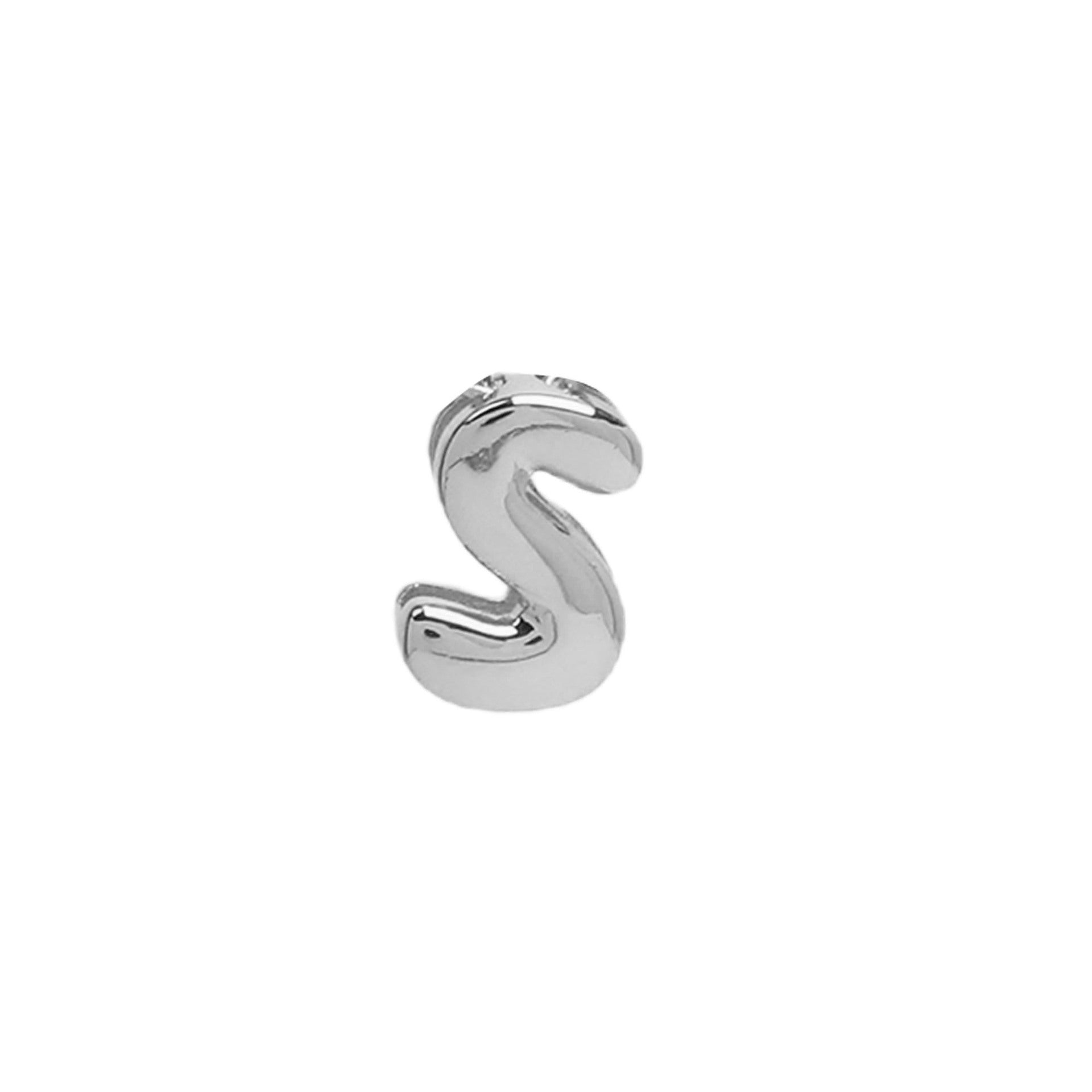 Devora Bubble Letter Necklace - White Gold Tone Letter S Pendant [KDSEM8VJ]