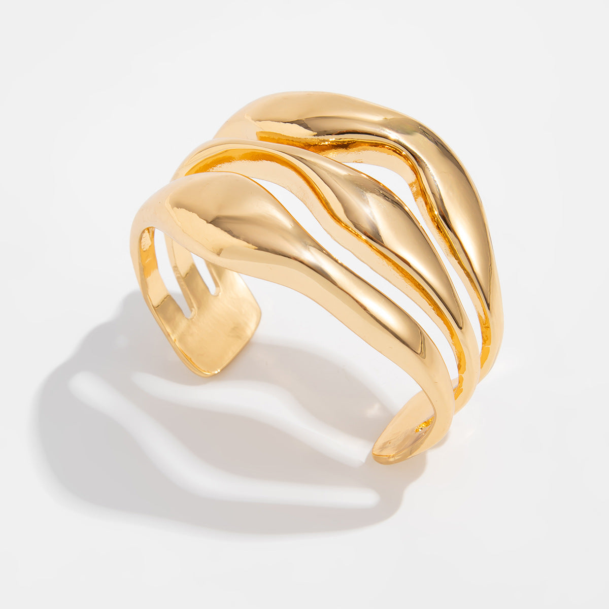 Meryem Irregular Geometric Bangle Set - Style 0891 Gold [BF1L2LMD]