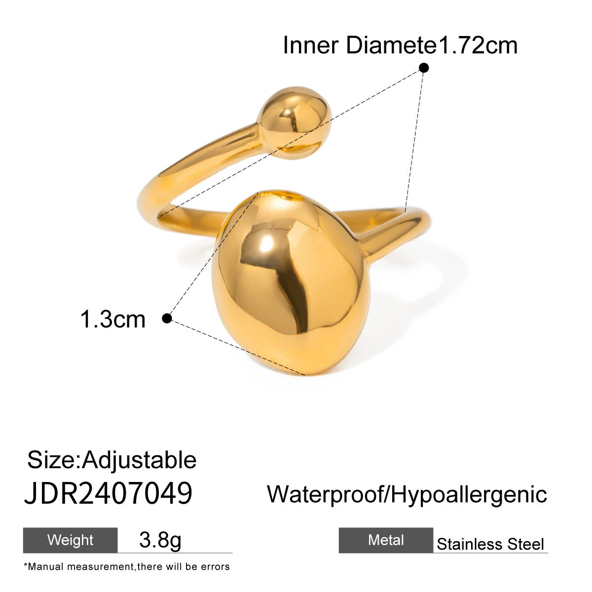 Manal Open Band Ring - Gold Tone [J616LESO]