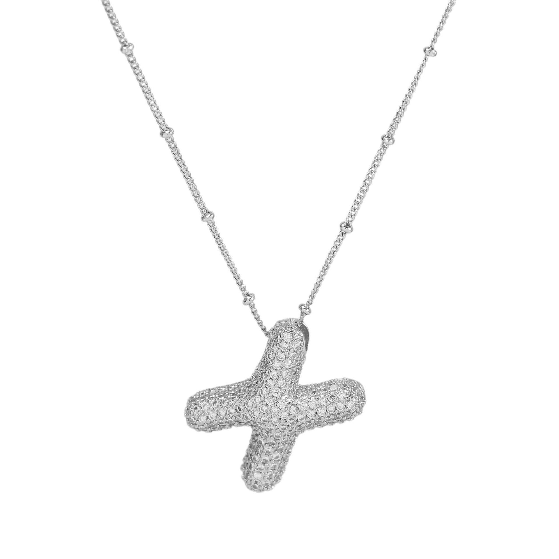 Fynlee Bubble Initial Necklace - Silver X [778BXJ7B]