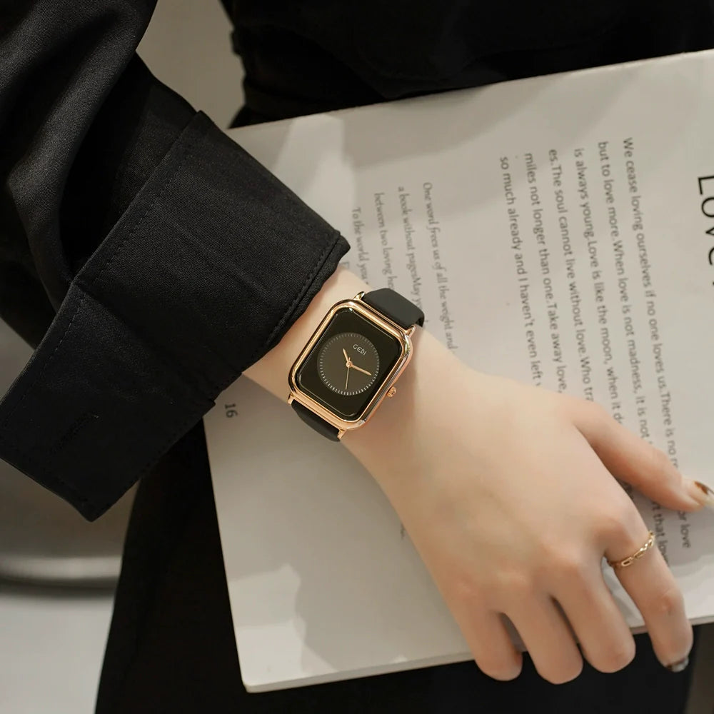 Nirvi Modern Rectangle Watch - Mysterious Black