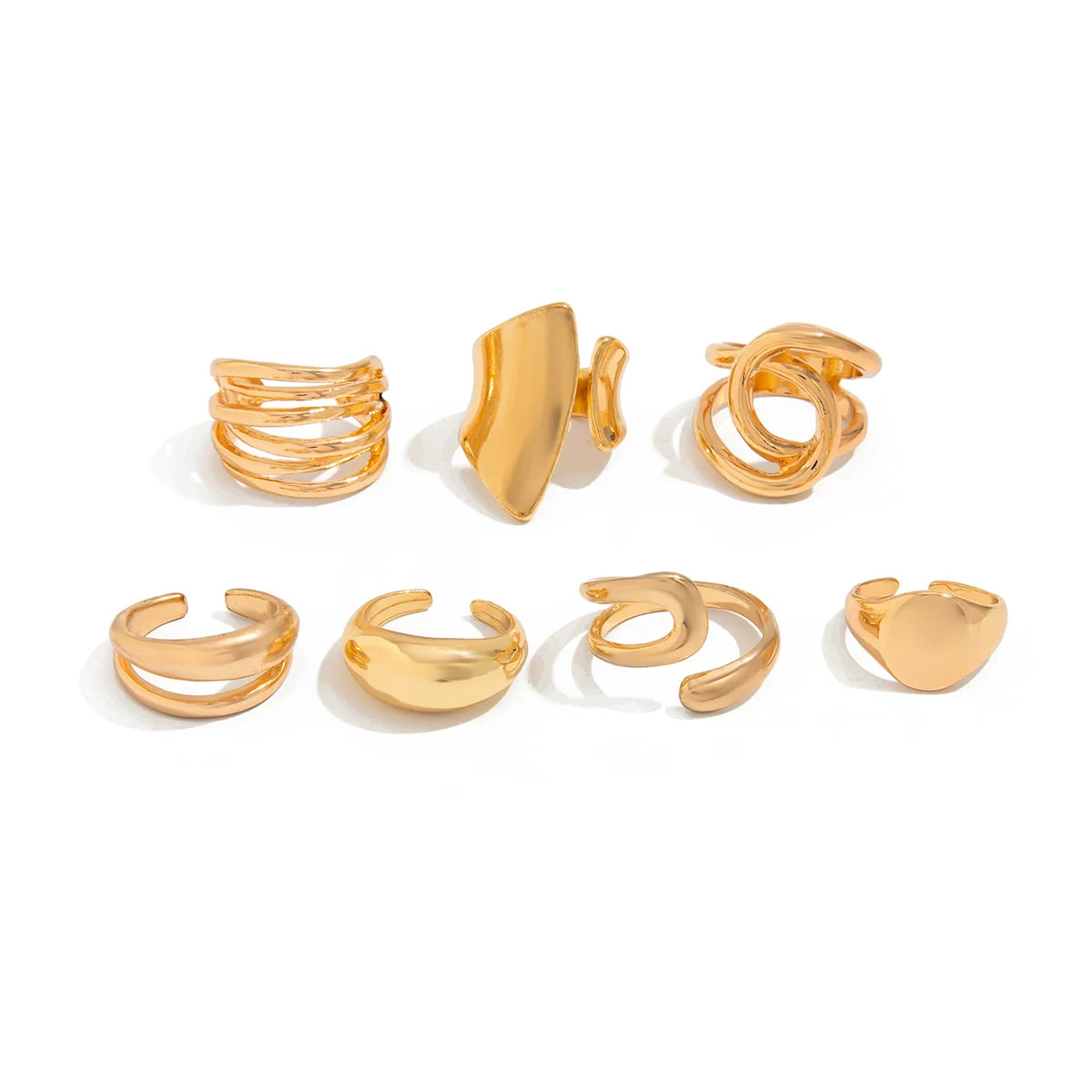 Ikram 7-Piece Stackable Ring Set - Light Gold