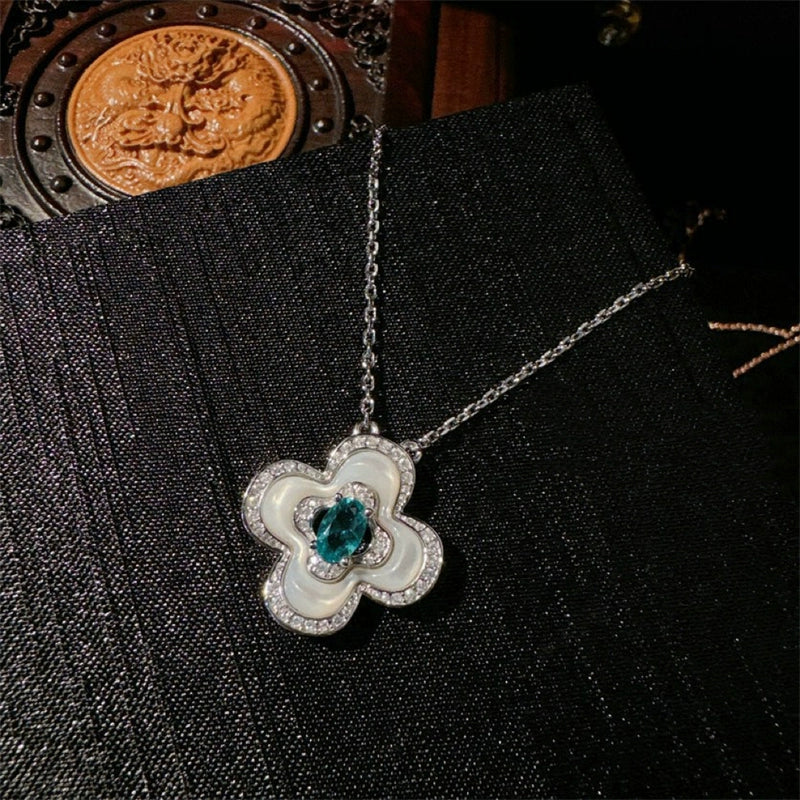 Breindy Rose Pearl Clavicle Necklace - Maldives Blue Natural White Mother-of-Pearl [IOO7AGU6]