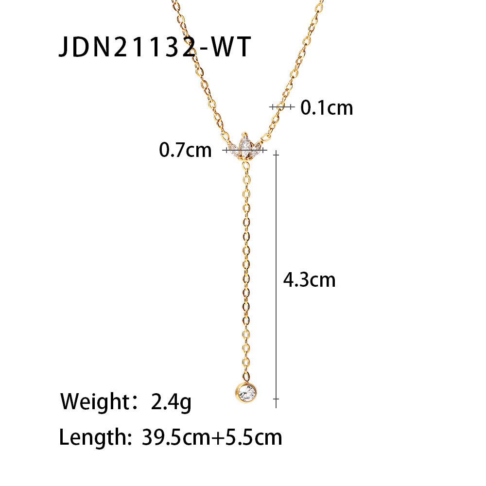 Basma Golden Crown Pendant Necklace - JDN21132-WT [PCB07YO5]