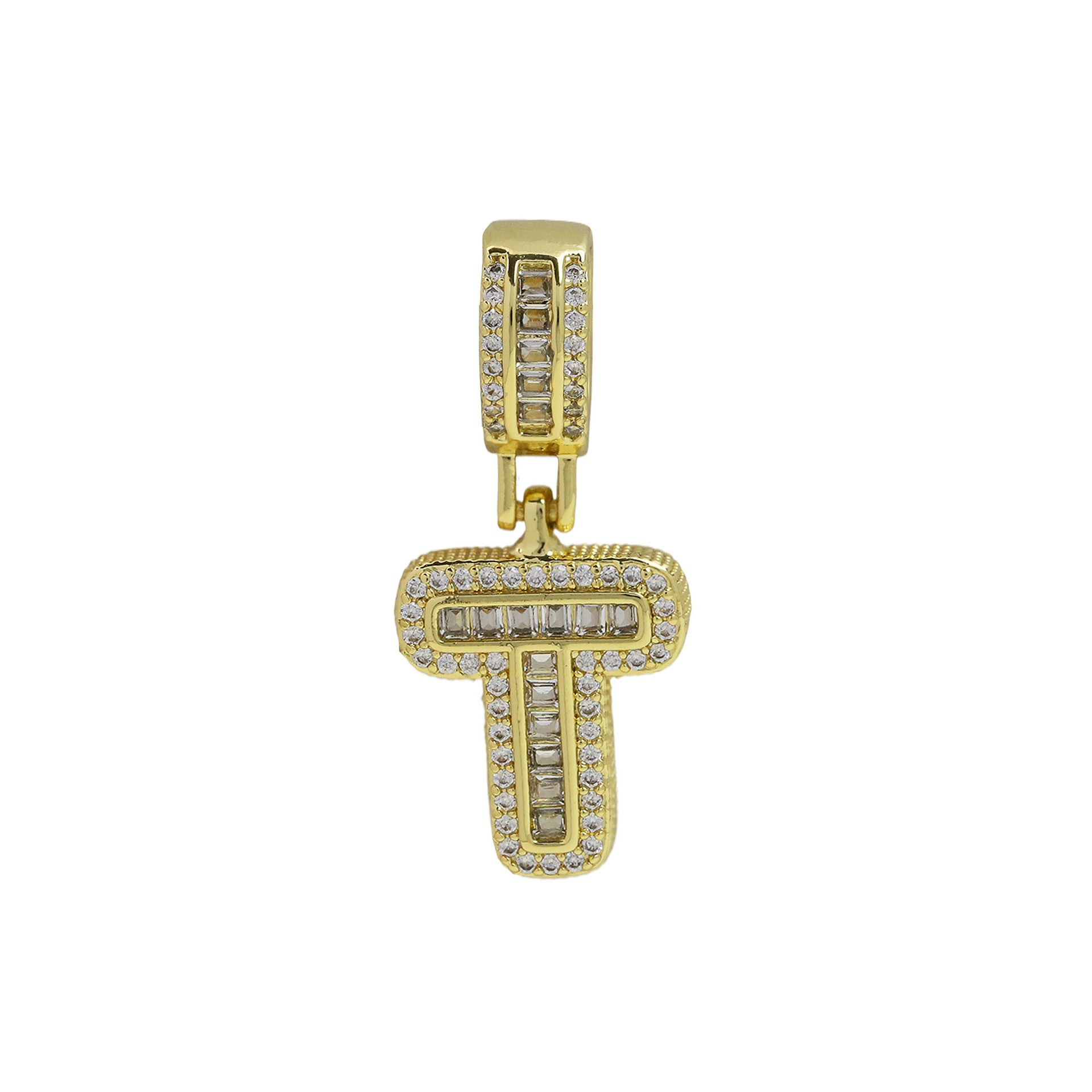 Maida Gold Letter Pendant Necklace - Gold Pendant T [KSA6S2A1]