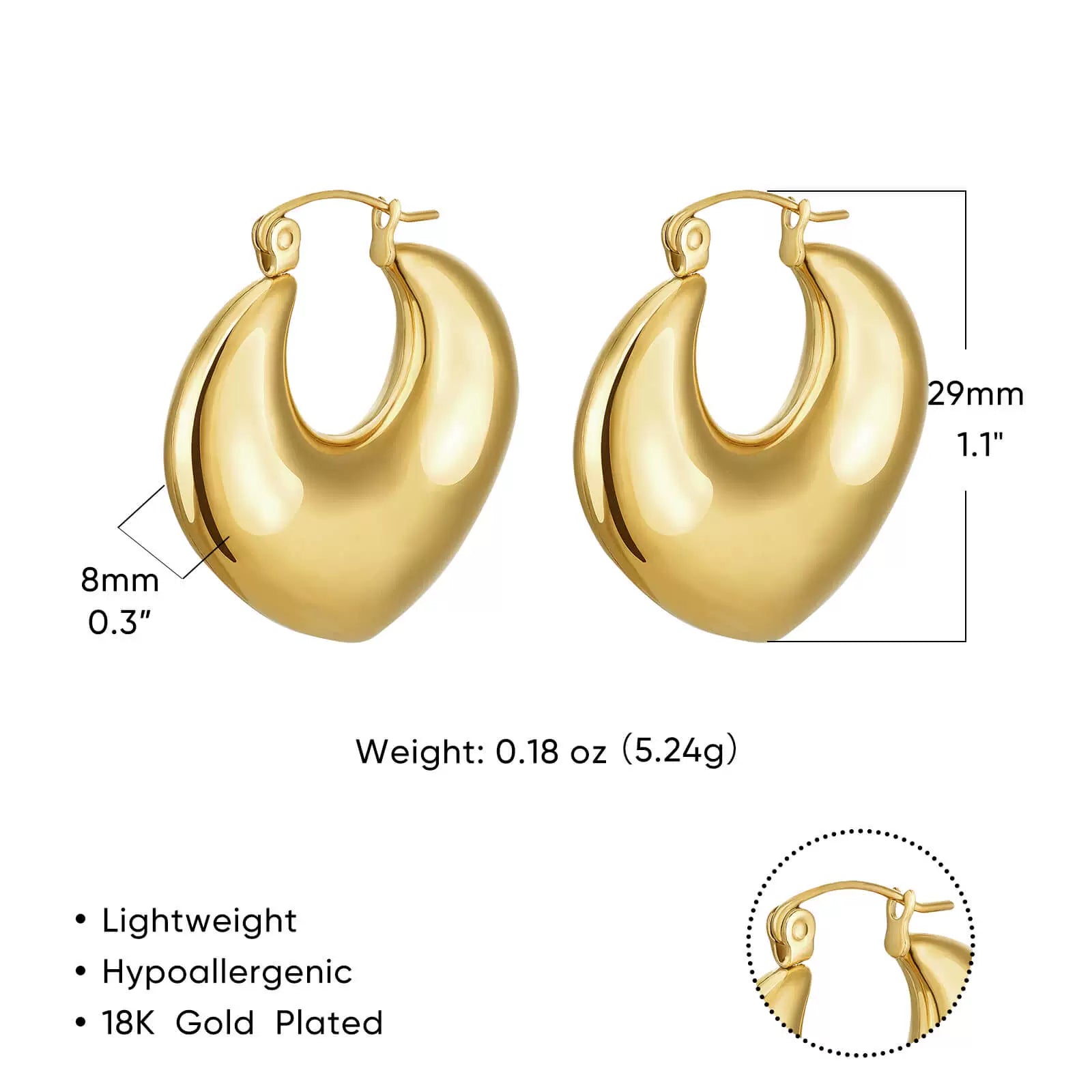Phoebe Gold Chunky Hoop Earrings - E3398G