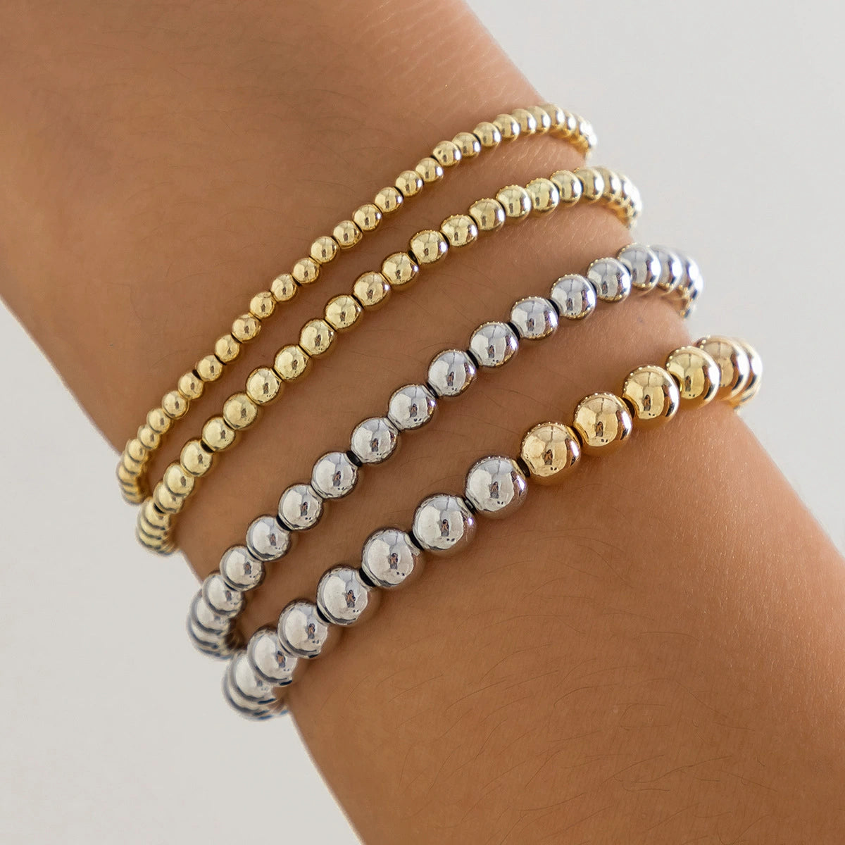 Cattleya Layered Charm Bracelet Set - Mixed Color 4-piece Set (Style 09) [NUH293SM]