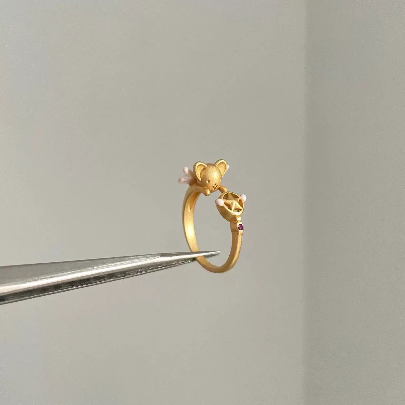 Damya Star-Studded Mouse Ring - Golden Mouse Adjustable Ring