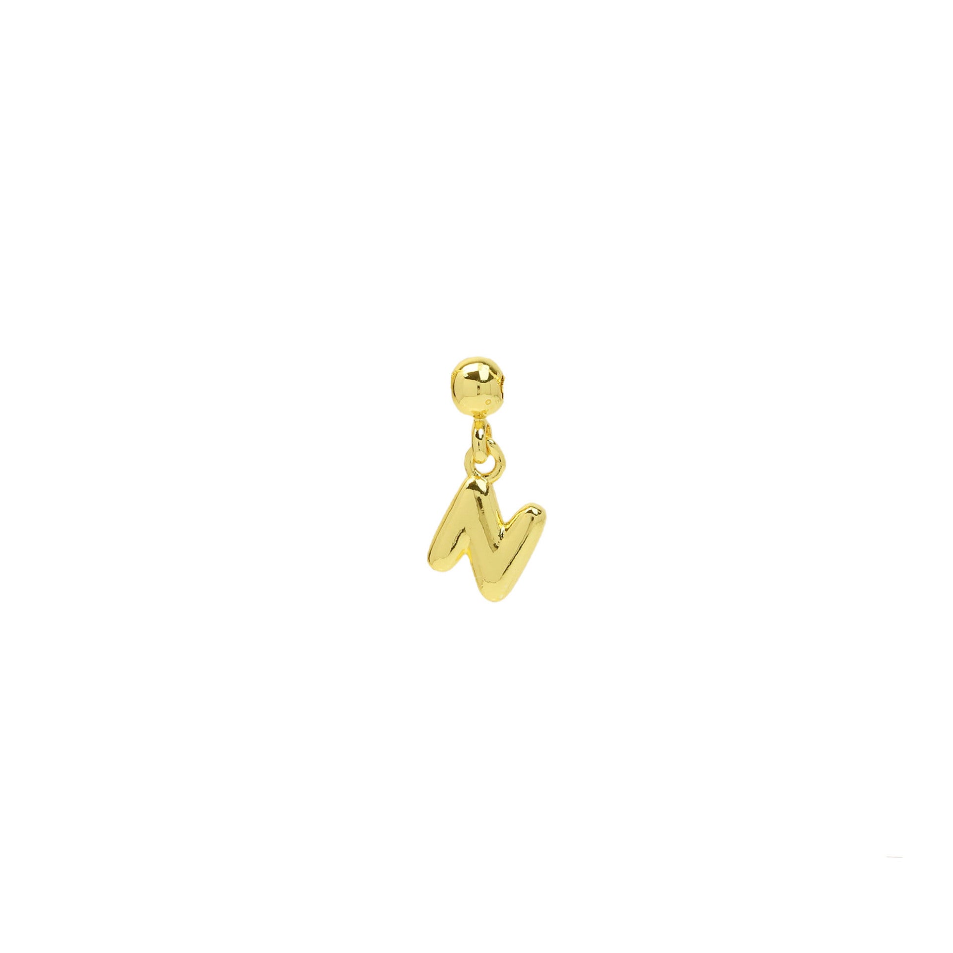 Yana Gold Bubble Initial Necklace - Gold Bubble Letter N Necklace [WLOA0M87]