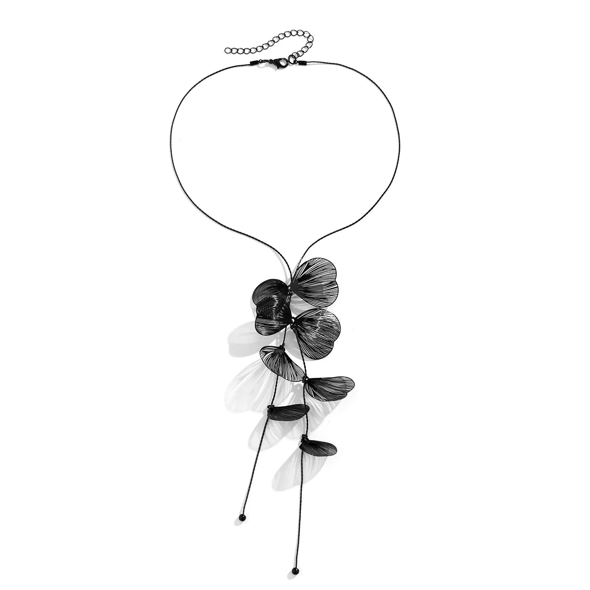 Leeah Ginkgo Tassel Necklace - Black Necklace