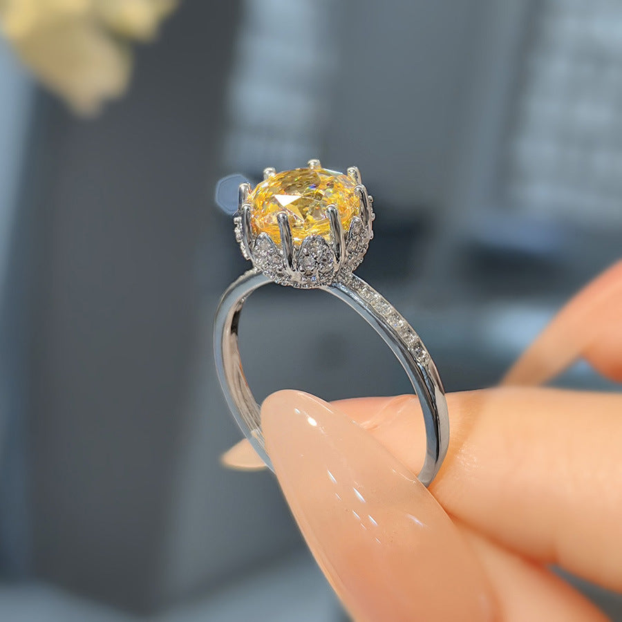 Lainee Octagonal Gemstone Jewelry Set - Goose Yellow Diamond Ring (Adjustable) [XGD65ULC]