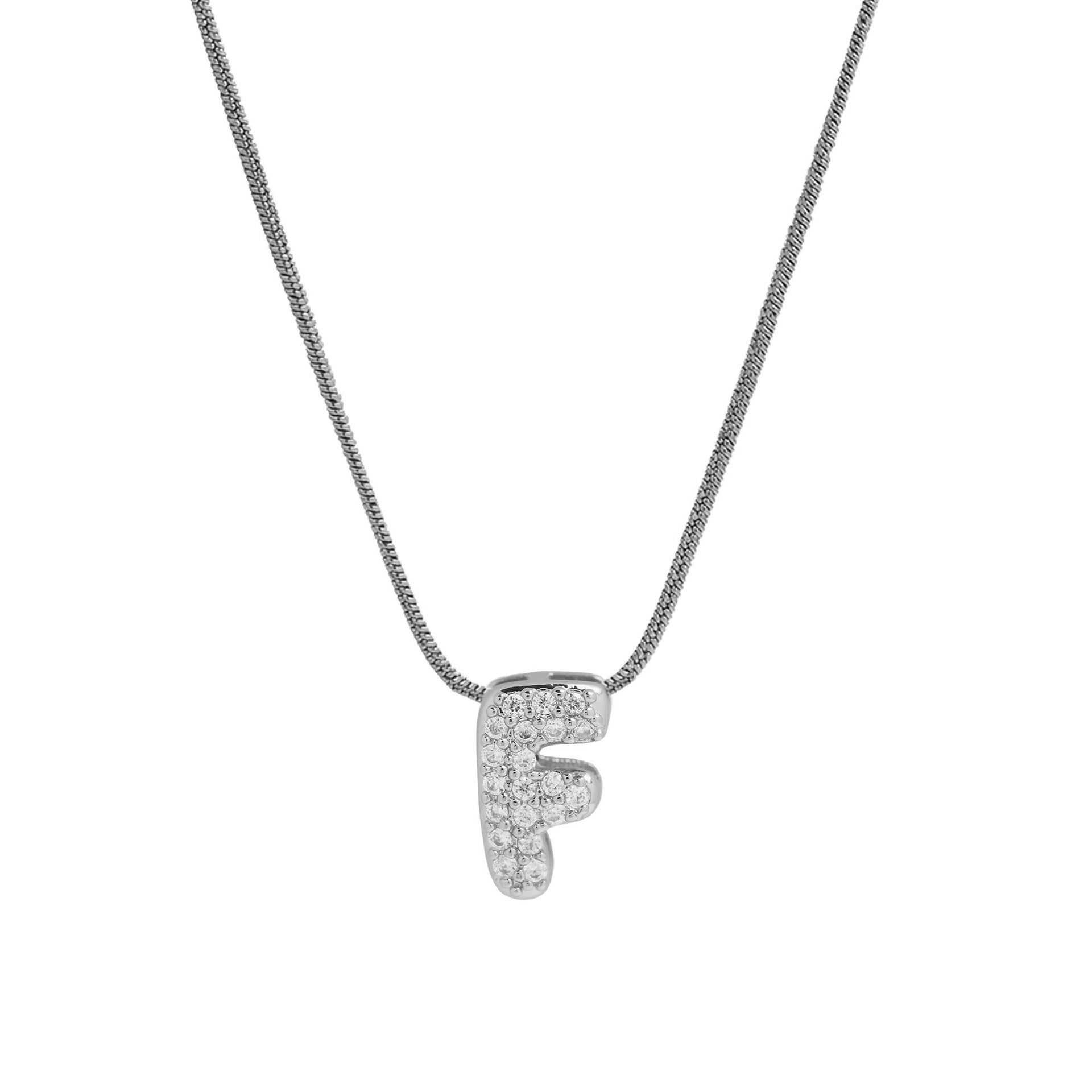 Deborah Initial Snake Necklace - Silver-tone F Initial [N8Z9UTEV]