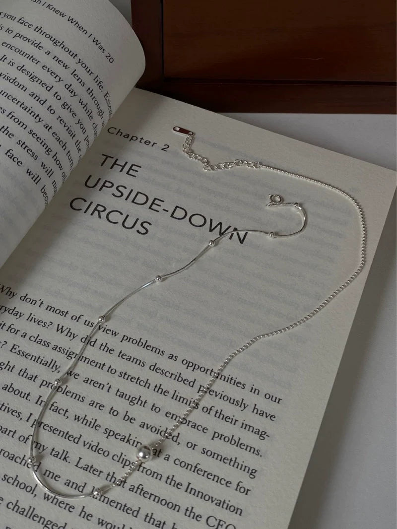 Aiden Asymmetric Bead Necklace - S925 Sterling Silver